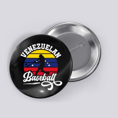 Venezuela Pride Roots Baseball Player Retro Softball Button