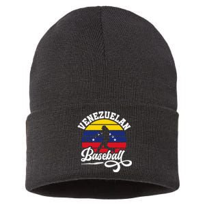 Venezuela Pride Roots Baseball Player Retro Softball Sustainable Knit Beanie