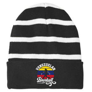 Venezuela Pride Roots Baseball Player Retro Softball Striped Beanie with Solid Band