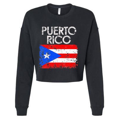 Vintage Puerto Rico Puerto Rican Flag Pride Gift Cropped Pullover Crew