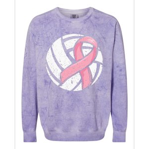 Volleyball Pink Ribbon Breast Cancer Awareness Sport Lover Colorblast Crewneck Sweatshirt