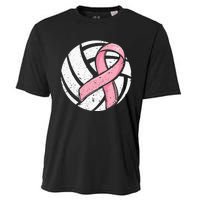 Volleyball Pink Ribbon Breast Cancer Awareness Sport Lover Cooling Performance Crew T-Shirt