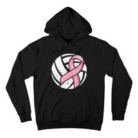 Volleyball Pink Ribbon Breast Cancer Awareness Sport Lover Hoodie