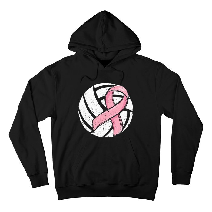 Volleyball Pink Ribbon Breast Cancer Awareness Sport Lover Hoodie