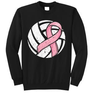 Volleyball Pink Ribbon Breast Cancer Awareness Sport Lover Sweatshirt