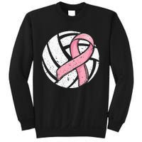 Volleyball Pink Ribbon Breast Cancer Awareness Sport Lover Sweatshirt