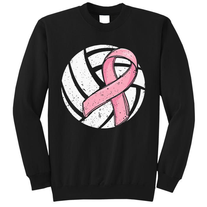 Volleyball Pink Ribbon Breast Cancer Awareness Sport Lover Sweatshirt