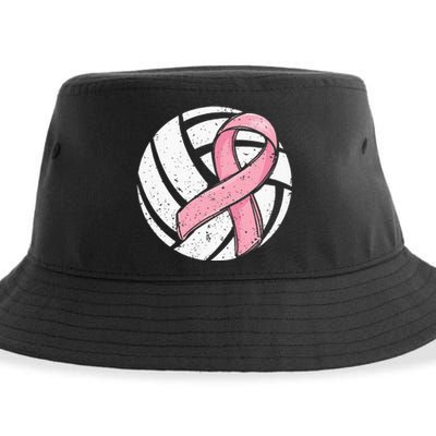 Volleyball Pink Ribbon Breast Cancer Awareness Sport Lover Sustainable Bucket Hat