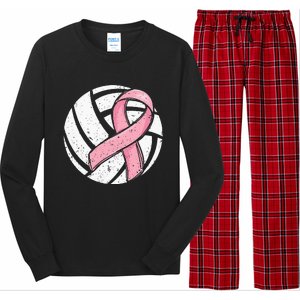 Volleyball Pink Ribbon Breast Cancer Awareness Sport Lover Long Sleeve Pajama Set