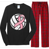 Volleyball Pink Ribbon Breast Cancer Awareness Sport Lover Long Sleeve Pajama Set