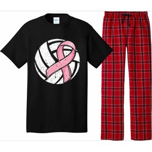 Volleyball Pink Ribbon Breast Cancer Awareness Sport Lover Pajama Set