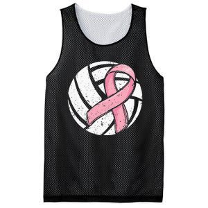 Volleyball Pink Ribbon Breast Cancer Awareness Sport Lover Mesh Reversible Basketball Jersey Tank