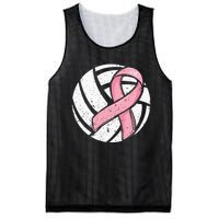 Volleyball Pink Ribbon Breast Cancer Awareness Sport Lover Mesh Reversible Basketball Jersey Tank