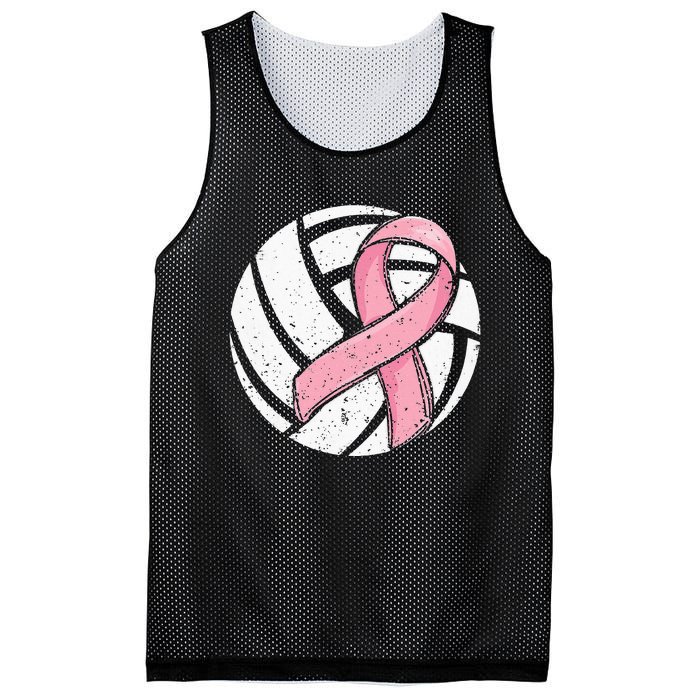 Volleyball Pink Ribbon Breast Cancer Awareness Sport Lover Mesh Reversible Basketball Jersey Tank