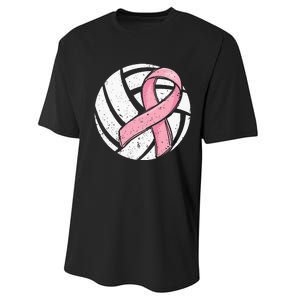 Volleyball Pink Ribbon Breast Cancer Awareness Sport Lover Performance Sprint T-Shirt