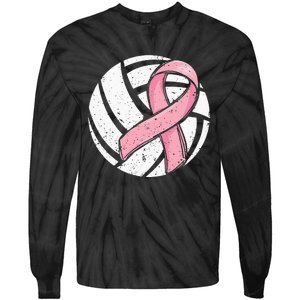 Volleyball Pink Ribbon Breast Cancer Awareness Sport Lover Tie-Dye Long Sleeve Shirt