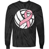 Volleyball Pink Ribbon Breast Cancer Awareness Sport Lover Tie-Dye Long Sleeve Shirt