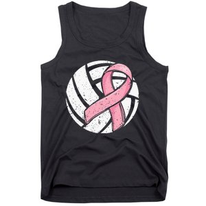 Volleyball Pink Ribbon Breast Cancer Awareness Sport Lover Tank Top