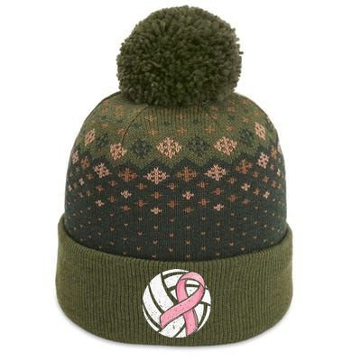 Volleyball Pink Ribbon Breast Cancer Awareness Sport Lover The Baniff Cuffed Pom Beanie