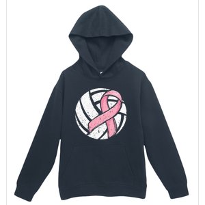 Volleyball Pink Ribbon Breast Cancer Awareness Sport Lover Urban Pullover Hoodie