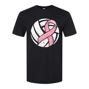 Volleyball Pink Ribbon Breast Cancer Awareness Sport Lover Softstyle CVC T-Shirt