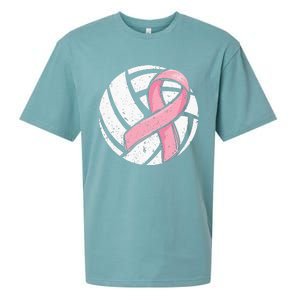 Volleyball Pink Ribbon Breast Cancer Awareness Sport Lover Sueded Cloud Jersey T-Shirt