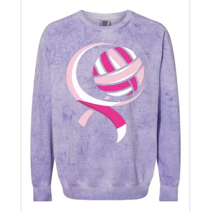 Volleyball Pink Ribbon Cool Breast Cancer Awareness Gifts Colorblast Crewneck Sweatshirt