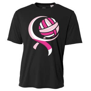 Volleyball Pink Ribbon Cool Breast Cancer Awareness Gifts Cooling Performance Crew T-Shirt