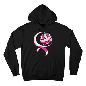 Volleyball Pink Ribbon Cool Breast Cancer Awareness Gifts Hoodie