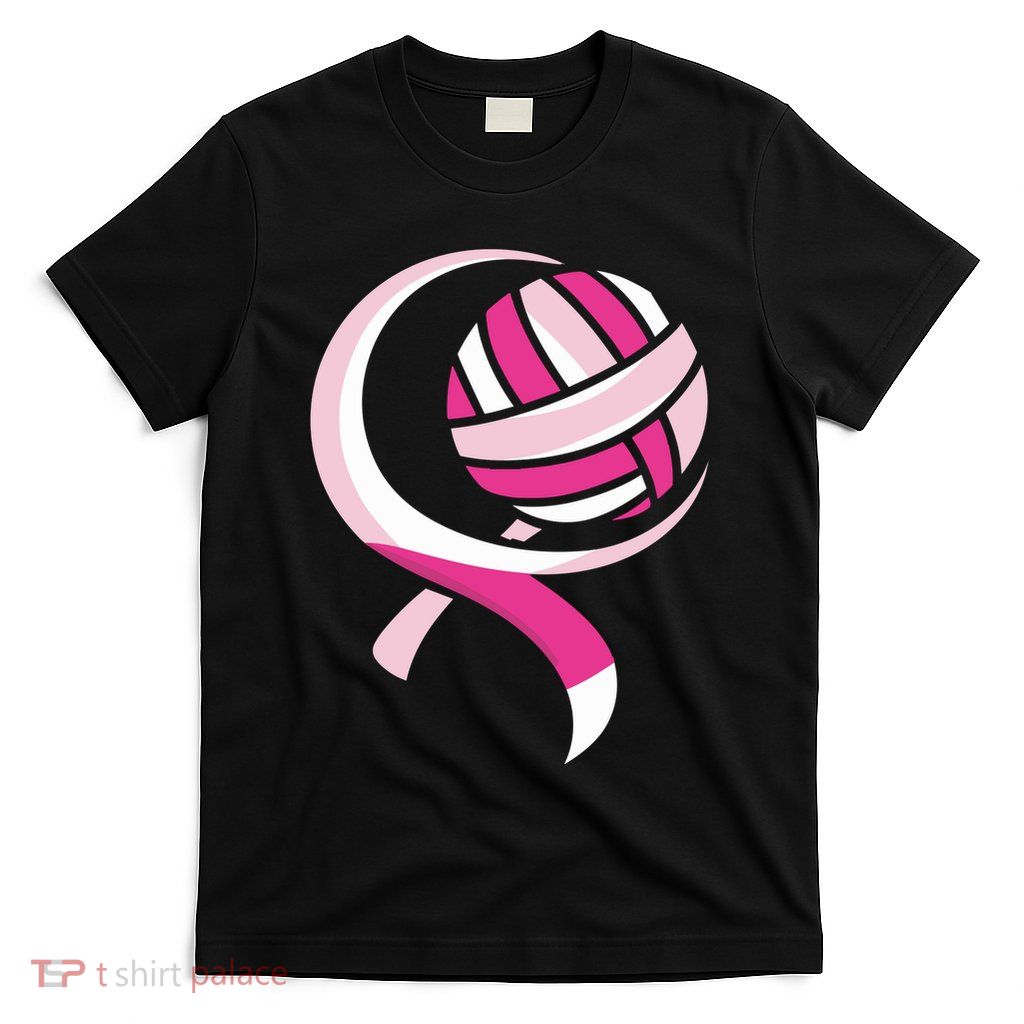 Volleyball Pink Ribbon Cool Breast Cancer Awareness Gifts T-Shirt