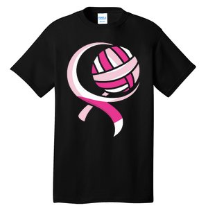 Volleyball Pink Ribbon Cool Breast Cancer Awareness Gifts Tall T-Shirt