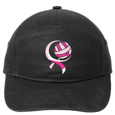 Volleyball Pink Ribbon Cool Breast Cancer Awareness Gifts 7-Panel Snapback Hat