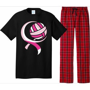 Volleyball Pink Ribbon Cool Breast Cancer Awareness Gifts Pajama Set