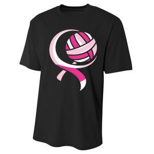 Volleyball Pink Ribbon Cool Breast Cancer Awareness Gifts Performance Sprint T-Shirt