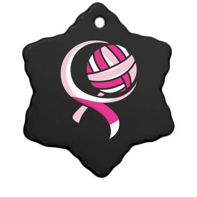 Volleyball Pink Ribbon Cool Breast Cancer Awareness Gifts Ceramic Star Ornament