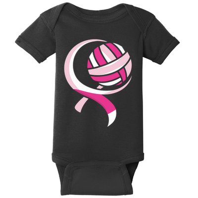 Volleyball Pink Ribbon Cool Breast Cancer Awareness Gifts Baby Bodysuit