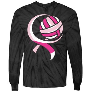 Volleyball Pink Ribbon Cool Breast Cancer Awareness Gifts Tie-Dye Long Sleeve Shirt