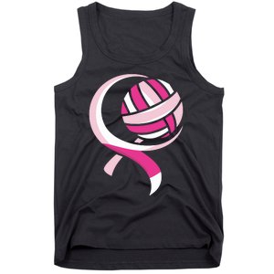 Volleyball Pink Ribbon Cool Breast Cancer Awareness Gifts Tank Top