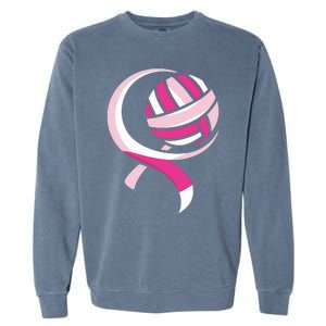 Volleyball Pink Ribbon Cool Breast Cancer Awareness Gifts Garment-Dyed Sweatshirt