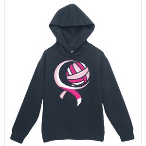 Volleyball Pink Ribbon Cool Breast Cancer Awareness Gifts Urban Pullover Hoodie