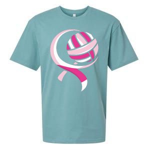 Volleyball Pink Ribbon Cool Breast Cancer Awareness Gifts Sueded Cloud Jersey T-Shirt