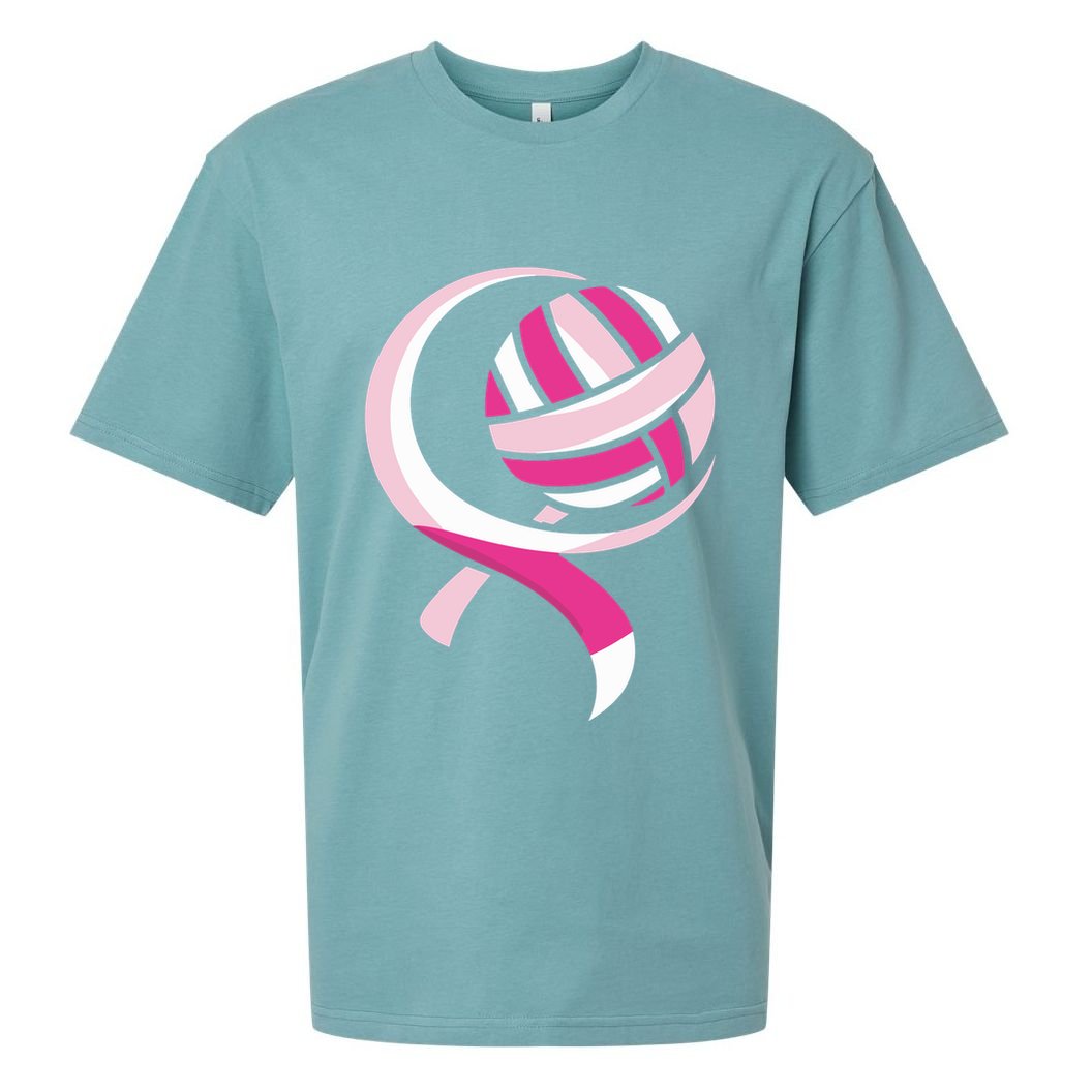Volleyball Pink Ribbon Cool Breast Cancer Awareness Gifts Sueded Cloud Jersey T-Shirt