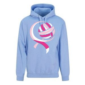 Volleyball Pink Ribbon Cool Breast Cancer Awareness Gifts Unisex Surf Hoodie