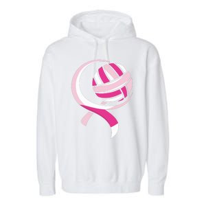 Volleyball Pink Ribbon Cool Breast Cancer Awareness Gifts Garment-Dyed Fleece Hoodie