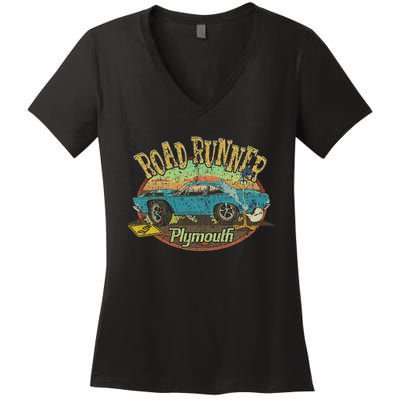 Vintage Plymouth's Road Runner 1968 Classic Car Gift Women's V-Neck T-Shirt