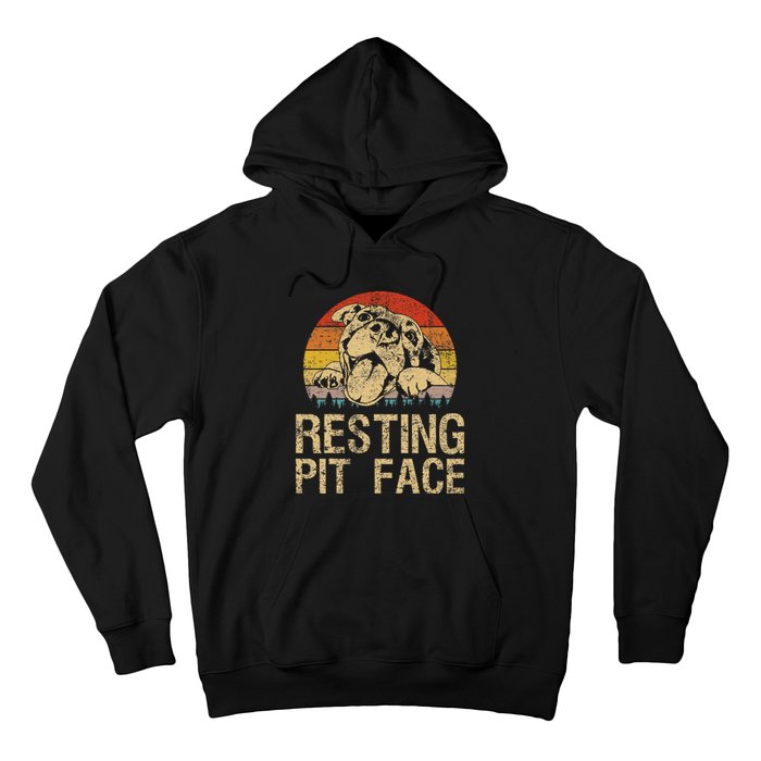 Vintage Pitbull Resting Pit Face  Funny Pitbull Lovers  Hoodie