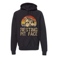 Vintage Pitbull Resting Pit Face  Funny Pitbull Lovers  Premium Hoodie