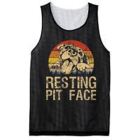 Vintage Pitbull Resting Pit Face  Funny Pitbull Lovers  Mesh Reversible Basketball Jersey Tank