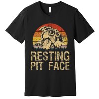 Vintage Pitbull Resting Pit Face  Funny Pitbull Lovers  Premium T-Shirt