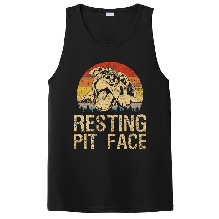 Vintage Pitbull Resting Pit Face  Funny Pitbull Lovers  PosiCharge Competitor Tank